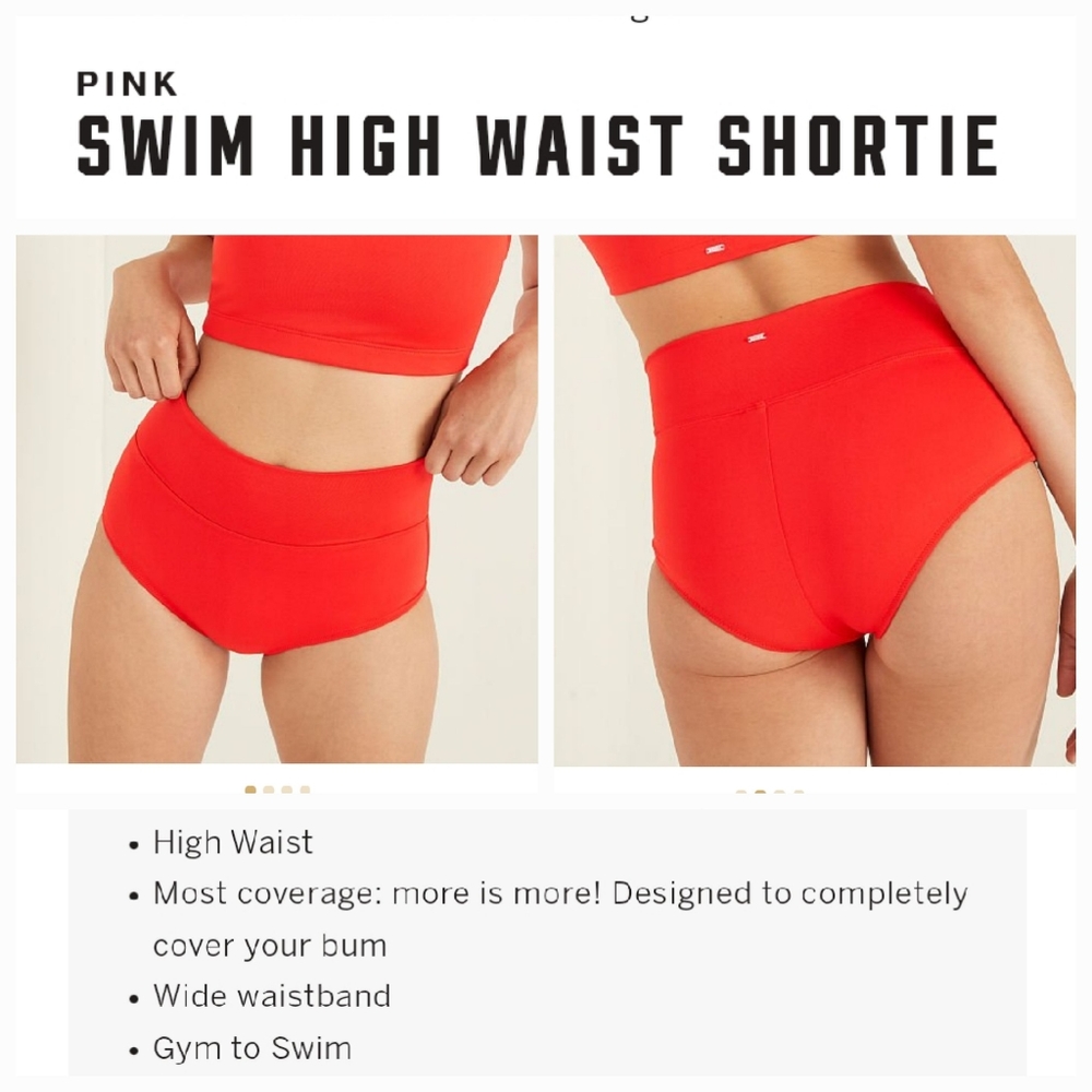 PINK Victoria's Secret High-Waist Swim Shortie in Red